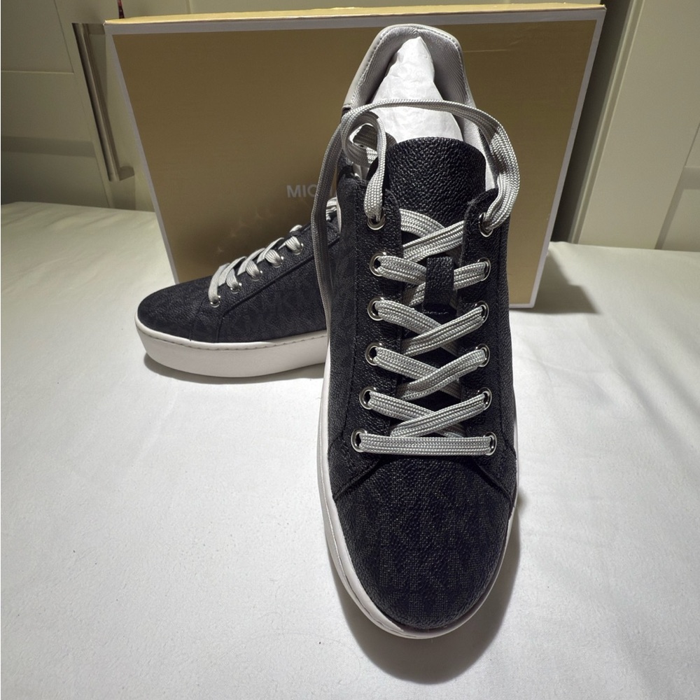 Michael Kors Poppy Lace Up Aluminum Sneakers